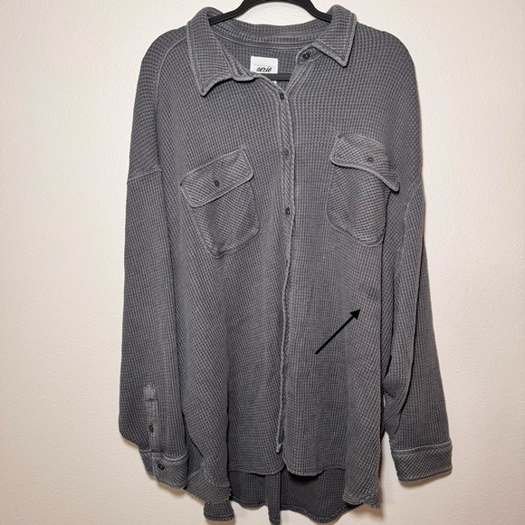 Aerie Lumberjane Waffle Oversized Shacket XXL - Picture 6 of 7